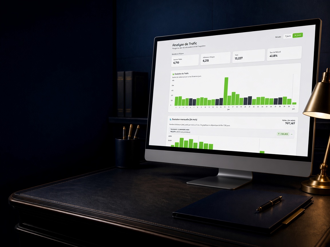 Tableau de bord Trafic & Audience du DigitalCenter sur un ordinateur de bureau