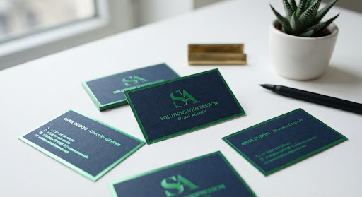Cartes de visite premium avec finitions dorées et soft touch